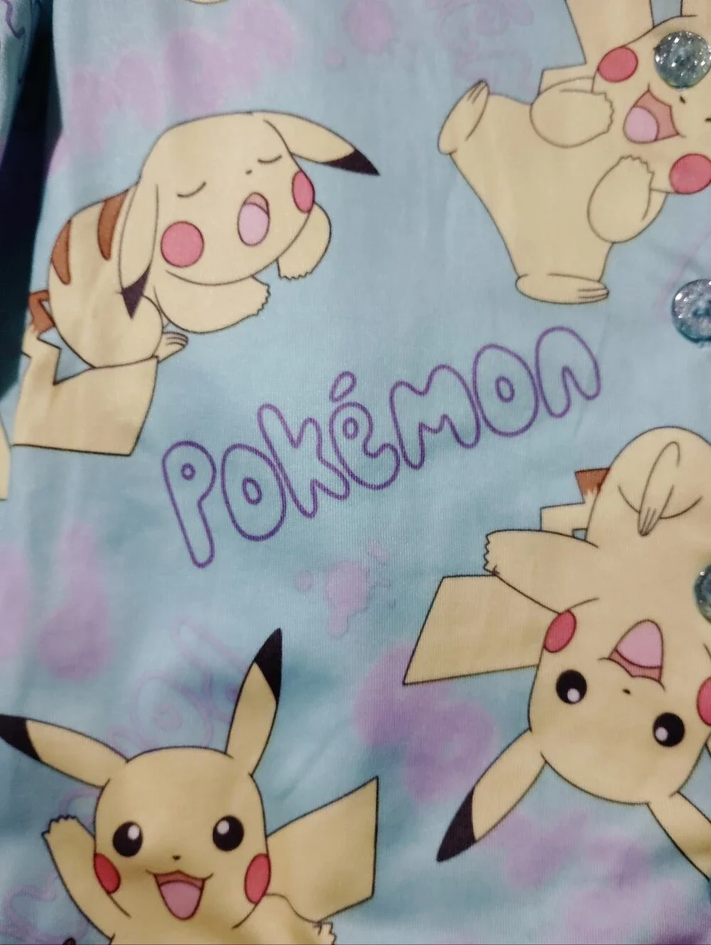 Pokemon Girls Button Front Top and Pants Pajama Set,